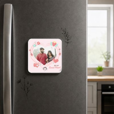 Customisable Musical Fridge Magnetic Photo Frame with Custom Song and Text Heart Theme Romantic Gift Unique Anniversary, Birthday & Valentine’s Day Gift for Couples
